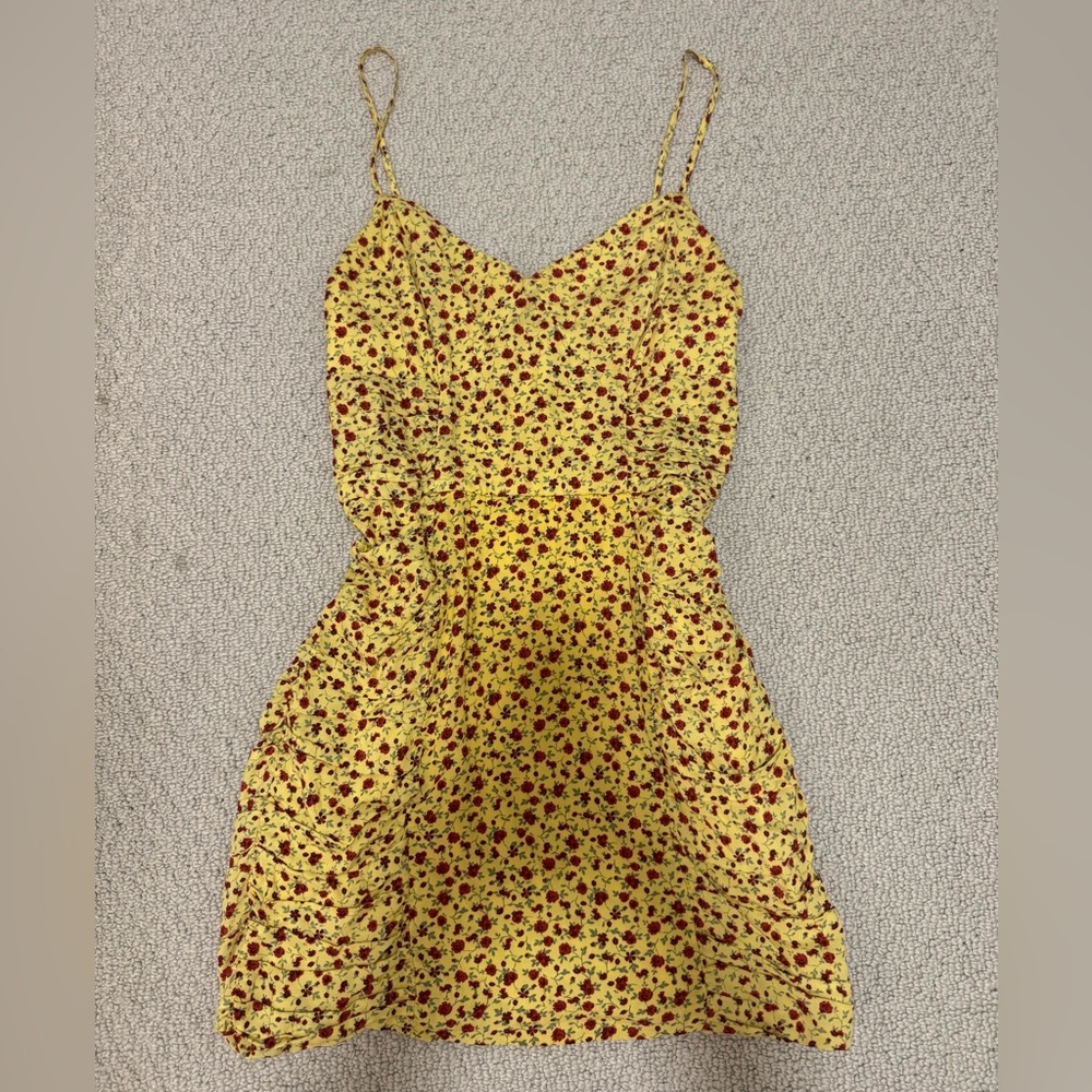 Yellow floral mini dress